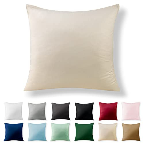 Alreya Renforcé Kissenbezug 60 x 60 cm - 100% Baumwolle mit Reißverschluss, Superweicher Kopfkissenbezug 60x60, Kissenhülle, Beige, nur Kissenbezug