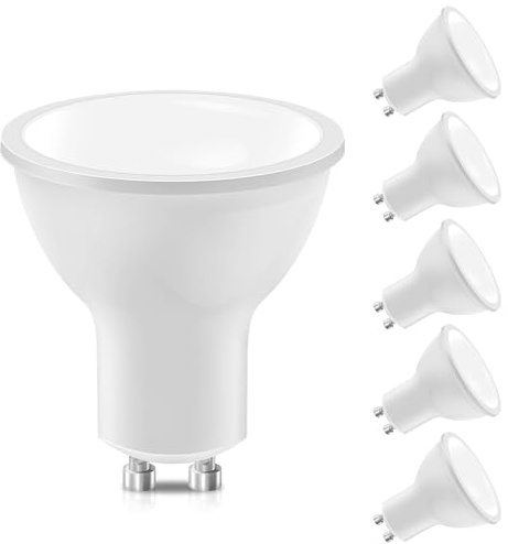 LEDYA Bombillas LED GU10, 5W, 2700K Luz Blanca Cálida, 380lm, 40w Equivalente Halógeno, 120° Ángulo de Haz, No Regulable, Paquete de 6
