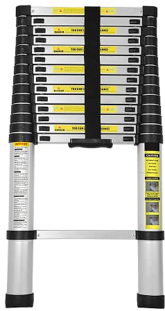 Joparri Échelle télescopique en Aluminium 4,4 m - Échelle Extensible - Échelle en Aluminium antidérapante - Échelle Multi-usages Extensible - Charge maximale : 150 kg