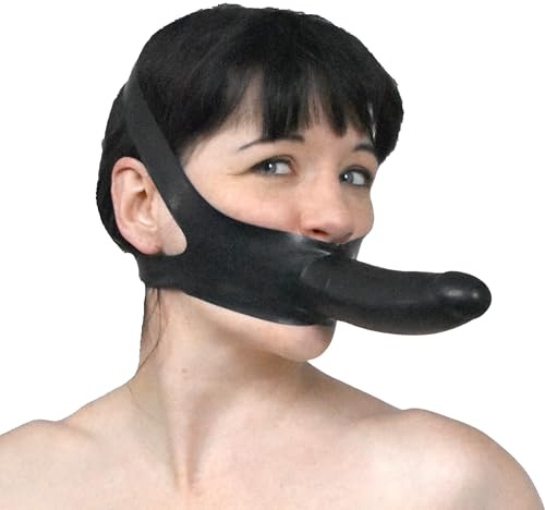 Amordazador de látex BDSM con consolador: correas de látex ajustables, arnés fetichista para bondage, apto para uso anal y vaginal, juguete sexual para parejas.