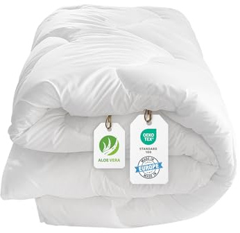 BLUE MOON Bettdecke 135x200 Aloe Vera behandelt Steppdecke Ganzjahresbettdecke Winterdecke 135x200 Allergiker-Bettdecke, leicht, Allergiker Bettdecken Winter & Sommer Duvet Quilt Made in EU