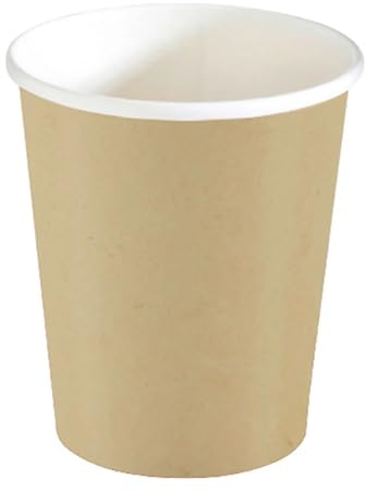 Generico 50 250 500 gobelets en papier écologique marron de 120 ml 4 oz Carton jetable pour café, long orge, bureau, bar (50 pièces beige)