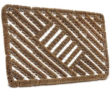 Hanse Home Grid Brushes Fußmatte Kokos und Gummi 45x75cm – rutschfeste Schmutzfangmatte für Innen und Außen, Fußabtreter mit Kokosbürsten Türmatte Wetterfest Schmutzabtreter Outdoor – Natur