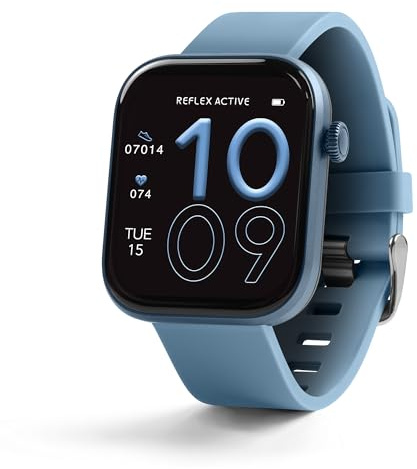 Reflex Active Series 40 Amoled Smart Watch för kvinnor män med dubbla gånger, märke/svarssamtal, sömnskärm, sportlägen, cykelspårning, stegräknare och denim blå silikonrem för iOS Android