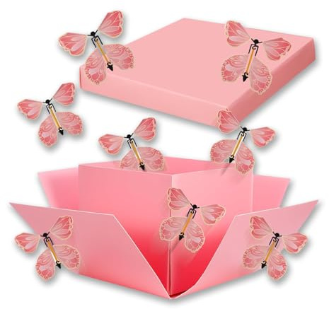 Pink Butterfly Explosion Gift Box 8 Pcs Flying Flying Butterfly Surprise Box Creative DIY Exploding Surprise Gift for Christmas Birthdays Wedding Anniversaries