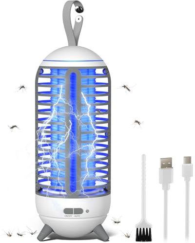 Lampe Anti Moustique - 2 en 1 Lampe Anti Mouche, 2500mAh Piège à Mouches UV avec Lumière LED, IP66 Rechargeable Camping Lampe USB pour Intérieur et Extérieur