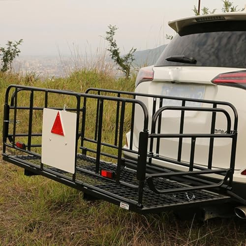 ERSINIAN Portaequipajes de Enganche Plegable, Capacidad de Carga de 500 Libras, portaequipajes de Lado Alto, se Adapta a un Receptor de Enganche de 2 para automóviles, SUV, campamentos y Viajes