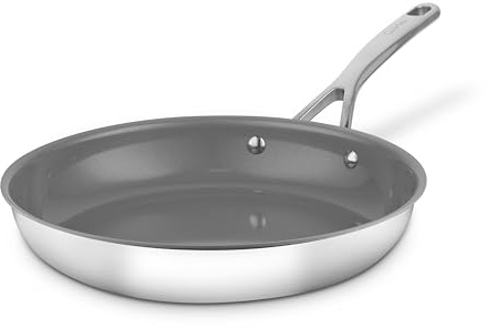 Sur La Table Tri-Ply 28cm Frying Pan, 10x Stronger Superior Ceramic Coating, Induction Compatible, Stainless Steel, SLT900236