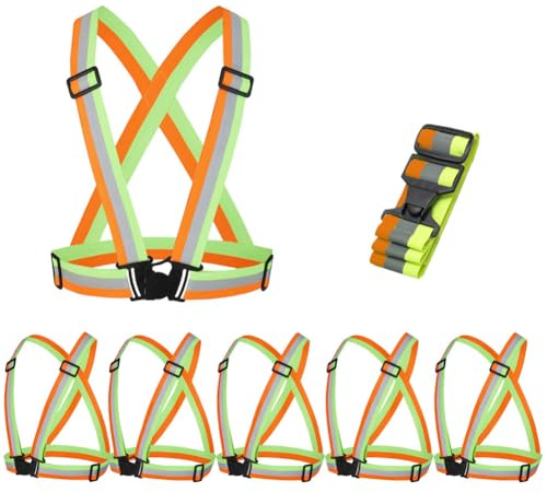 5 Pack Reflective Safety Vest for women, men and kids, Lightweight & Adjustable hi vis vest for Running, Cycling, Rucking