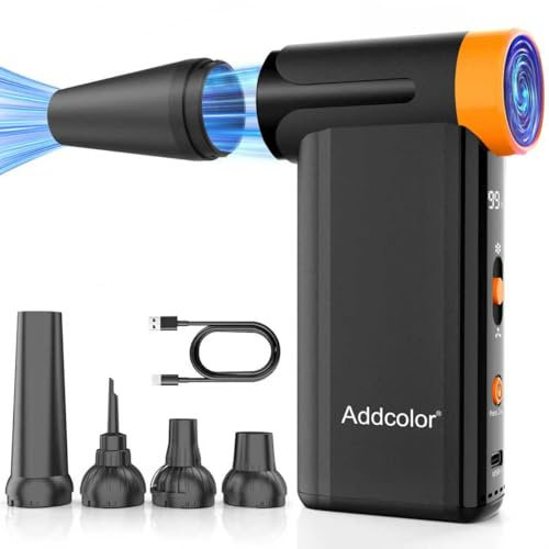 ADDCOLOR AD51 - Spolverino ad aria compressa da 2000 mAh* 2, con 8 marce regolabili, 106770 giri/min con display, soffianti portatili per tastiera, computer, auto, esterni, letto ad aria