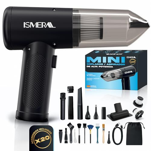 SUPER Aspirador de Mano, 26000Pa , 2 en 1 Soplador- Aspirador coche + 7 boquillas Aspiradora de Mano sin Cable , para Coche Oficina Hogar Cocina Pelo de Mascota, aspirador coche potente recargable