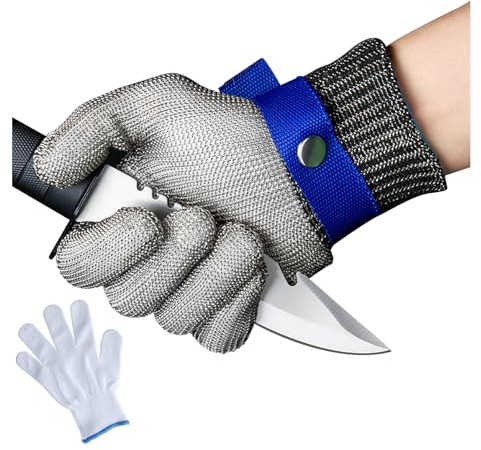 Guanti resistenti al taglio, protezione alimentare di livello 9, guanti da macellaio, guanti da lavoro di sicurezza per sbucciare ostriche in cucina, carne (11-XXL)