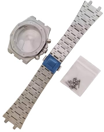 ROUREOX Kit Boîtier Chronographe VK63 41mm Finition Brossée, Lunette Octogonale Bracelet Intégré, Meca-Quartz Mod pour AP Royal Oak Offshore