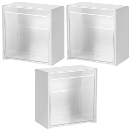 EXCEART Organizer da Parete per Bagno 3 Pezzi Scatole Porta Dischetti di Cotone e Bastoncini in Resistente Contenitore Salvaspazio per Cosmetici e Piccoli Oggetti