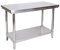 Wiltec Edelstahl Tisch Arbeitstisch Edelstahltisch mit Ablage 120x60x85cm für Gastro Küche Werkstatt Garten Keller mit höhenverstellbare Füßen
