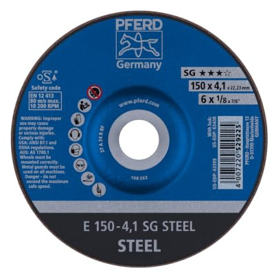 PFERD 69220473 E 150-4,1 SG Steel Disque à ébarber coudé Diamètre 150 mm Diamètre d'alésage 22,23 mm Sta