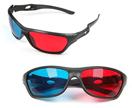 Othmro 2 x Rot-Blaue 3D-Brille, Cyan, Anaglyphe, dimensionale 3D-Visionbrille für TV, Spiel, DVD und virtuelles Video