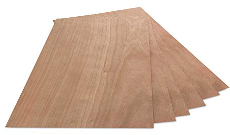 WoodPress® Placage de Merisier Véritable - Paquet de 6 Feuilles - Format A4 (environ 21 cm x 29 cm) - Placage de Marqueterie, Modélisme et Réparation de Meubles