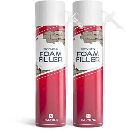 Haltons Expanding Foam Filler | Ready To Use | No Tools Required | Waterproof Caulk Spray Sealant for Walls, Cracks, Gaps, Holes in Brick, Wood, Metal | Strong & Reliable Repair Indoor & Outdoor (2pk)