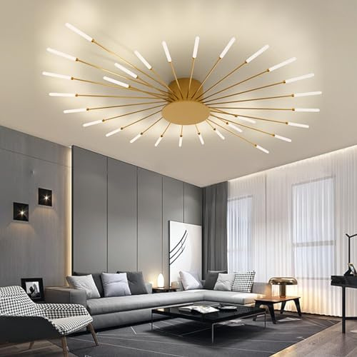 Modern LED-taklampa Vardagsrum Svart taklampa Gyllene taklampa Ø105cm Ringar Taklampor Taklampa Dimbar Med Sovrum Kontor Kök (Guld 28 huvuden)