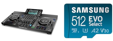 Denon DJ SC LIVE 4 - Standalone DJ-Controller & Samsung EVO Select microSD-Karte + SD-Adapter, 512 GB, Speicherkarte für Smartphone und Tablet, UHS-I U3, Full HD, 130 MB/s Lesen, MB-ME512KA/EU