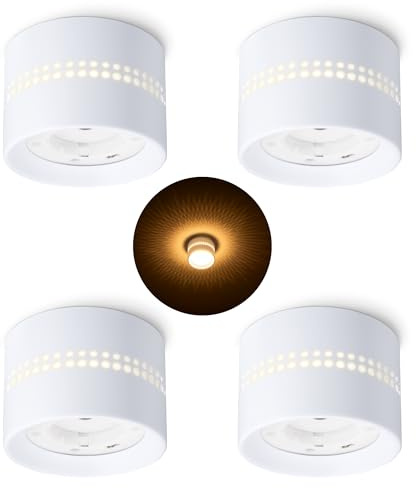 SSC-LUXon ALAPI Deckenspot weiß rund 4 Stück für GX53 Leuchtmittel 230V- Aufputz Leuchte LED mit indirekter Beleuchtung Decke