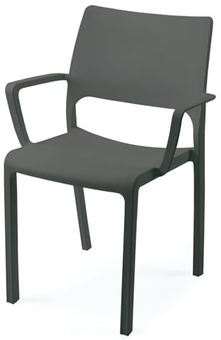 METRO Professional Gartenstuhl Tramontana, Polypropylen, 57 x 52.5 x 82 cm, Stapelbar, Wetterfest, 130 kg Tragkraft, Anthrazit