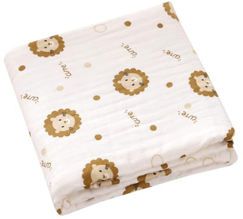 AOOPOO Babydecken 110 x 110 cm, Baby Pucktuch Musselin Decke 100% Baumwolle 4 Lagig Schlafdecken Puckdecke Süßer Druck Baby Swaddle Decke Tücher für Neugeborene Kleinkinder Junge Mädchen