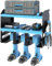 Power Tool Storage, Wall Mount Drill Holder for 4 Power Drill Tools, Power Drill Tool Holder, Heavy Duty Tool Shelf, 3 Layers Tool Rack with Side Screwdriver Rack for Garage, Workshop (Blue)