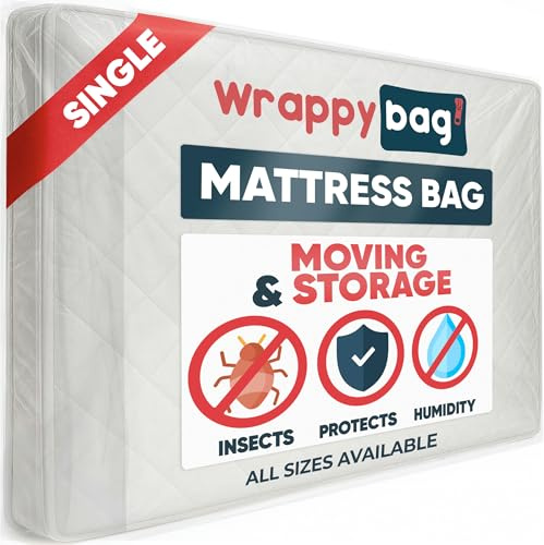 WRAPPYBAG – Matratzenhülle Wasserdicht – Schutzhülle für Matratzen – Matratzenaufbewahrungshülle für Umzug, Lagerung & Transport – 90x200 cm