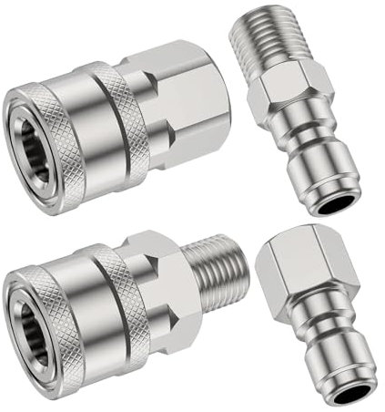 Raccordi Rapidi Aria Compressa, Attacchi 1/4,Set di adattatori per idropulitrici ad innesto rapido (filettatura interna esterna) 1/4 pollici Maschio Femminile