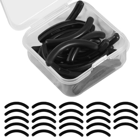 24 Pièces Recharge Recourbe Cils, Caoutchouc Souple Recharges pour Recourbe-Cils pour Recourbe-Cils Universel Maquillage Outil de Beauté Accessoires avec Boîte de Rangement Transparente (Noir)