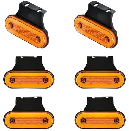 Inscrip 6 Stück LED Begrenzungsleuchten, 12V/24V Positionsleuchten mit Halterung, Anhänger Beleuchtung, LKW Seitenmarkierungsleuchte Reflektor, Rücklicht, Bremslicht Für Anhänger Wohnwagen PKW, Amber