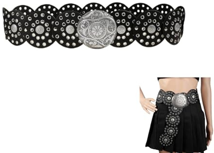 Eterspr Cinturón Ancho de Disco para Mujer, Cinturón Mujer Concho Vintage, Vestido Jeans