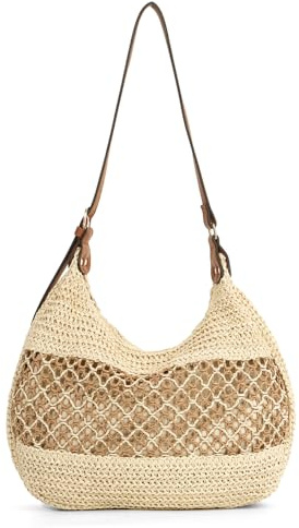 LHHMZ Sac à bandoulière en paille tissée pour femmes, Fourre-tout de plage tissé, Sac à main de plage pour voyage d'été 2025