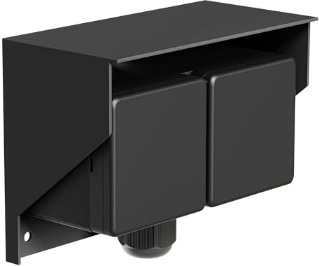 ledscom.de Aufputz Steckdose PIWI für außen, IP44, 2-fach, schwarz, waagerecht