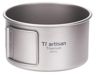 EpheyFIF Cuencos ultraligeros de titanios para camping, mango plegable, resistentes al óxido, 450 ml/600 ml, juego de utensilios de cocina para senderismo, mochileros, aventuras al aire libre