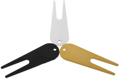 GOOHOCHY Kit 3 Pezzi Attrezzi per Riparazione Zolle da Golf in Metallo Marcatore Palline Magnetico, Forchetta Portatile Ergonomica per Manutenzione Green Golfisti