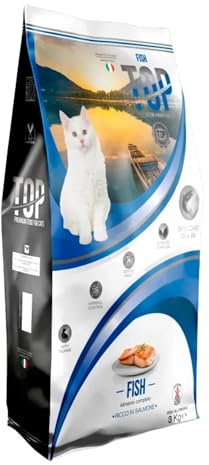 Pet's Garden Top Cats Fish Crocchette per Gatti Gusto Salmone Alimento Cibo Secco Adatto al Mantenimento Gatti Adulti di Tutte le Razze Sacco da 3kg Prodotto Italiano