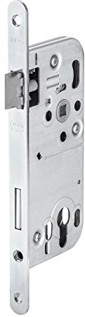 Gedotec Serrure à encastrer pour porte d'entrée | 1 Portes intérieures à mortaiser avec pêne en plastique | Cylindre PZ 88 mm | ERGO | Têtière 18 mm | Serrure de porte 340RG Norme Ö | 1 Pièce