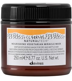 Davines Naturaltech Nourishing Vegetarian Miracle Mask, Restructuring & Hydrating for Dry & Damaged Hair - With Vegetal Keratin - Intense Repair Treatment, 8.45 Fl Oz