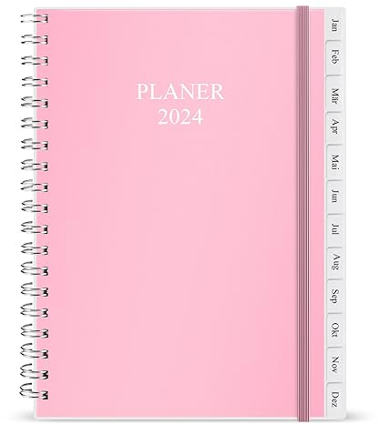 Kalender 2025, A5-Wochenplaner 2025 mit Monatsregistern, Jan 2025-Dez 2025, Diary 2025 elastischer Verschluss, Doppeldrahtbindung, einfache Organisation täglichen Lebens, 14,8×21cm, Planer 2025