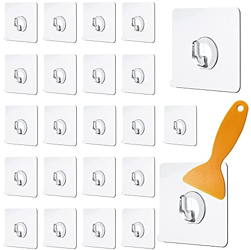 ZDQC 30 Stück Magische Haken mix set, Selbstklebende Klebehaken mit Schaber, Transparente Haken Saugnapf, Handtuchhaken ohne Bohren, Starker halt