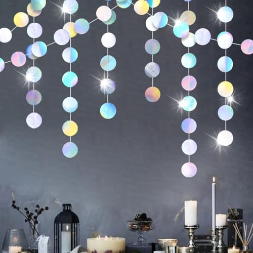 4 Meter Runde Papier Girlande Glitzer Bunt Deko, Runde Papier Girlande Hängend Banner für Geburtstag Verlobung Hochzeit Kindergeburtstag Brautdusche Valentinstag Party Dekorationen (2 Stücke)