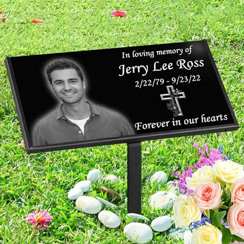 LIFTOMO Personalized Memorial Stones,headstones for Graves,Grave Markers for Cemetery for Humans,Black Granite Headstone,Grave Marker,Cemetery headstones,Outdoors Grave Plaques