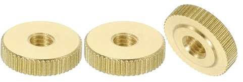 sourcing map Knurled Thumb Nuts 3Pcs M5 x D16mm x H4mm Brass Flat Head | Through Hole with Collar Flat Head Through Hole Round Knobs Fasteners for 3D Printer Parts,Machine Tools