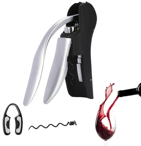 Sacacorchos vertical compacto para botellas de vino, abridor de vino, sacacorchos de palanca vertical, sacacorchos manuales y abridores con tornillos antiadherentes extra para camping y picnic