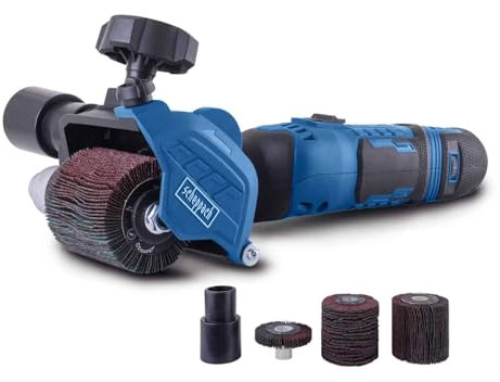 Scheppach Satiniermaschine MRS500 Schleifmaschine Bürstenschleifer | Leistung 300W | Schleifbreite 10/60mm | Drehzahl 1600–3200 min-1 | Renovierungsschleifer mit 3 Bürsten, Vario Speed & Absaugadapter