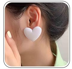 Xmsrn Boucles D'oreilles En Acrylique Blanc Vintage Boucles D'oreilles En Forme De Coeur Boucles D'oreilles En Résine Blanche Boucles D'oreilles Exagérées En Acrylique Pour Femmes