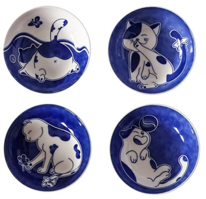 Remingtape en céramique avec sauce pour chat - Assiettes à sushi de style japonais - Vaisselle à dessert mignonne en forme de goutte d'eau de style dessin animé